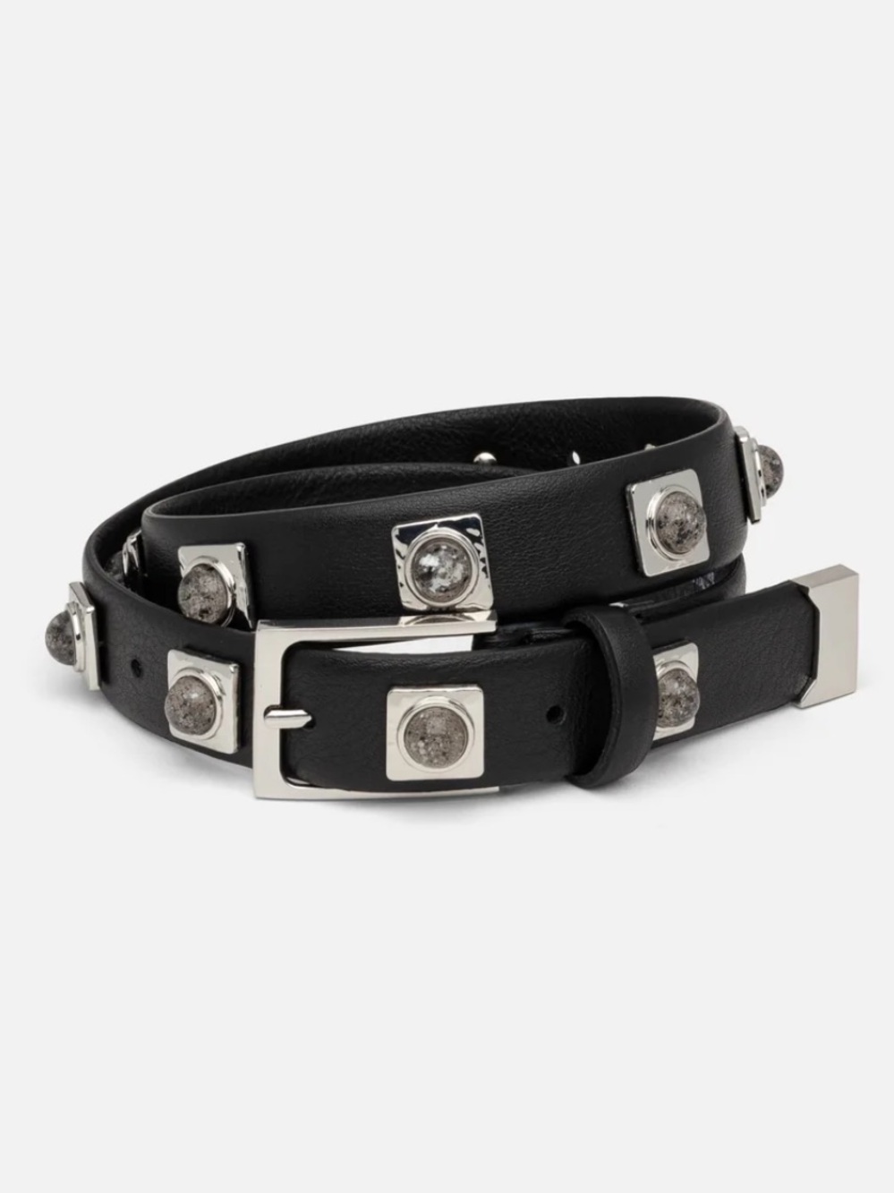 Aureum Collective No. 2 Leather Belt in Black/Silver